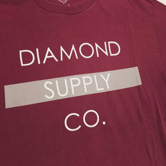 Diamond Graphic Casual Pullover Short Sleeve T Shirt Mens Size Large L Maroon - Picture 4 of 10